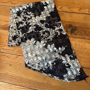 Black white and gold sheer scarf